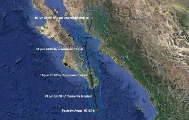 Tormenta tropical ‘Bud’ se aproxima a la Península de Baja California