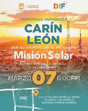 Reconocerá Gobierno Municipal de Hermosillo labor altruista del cantante Carin León