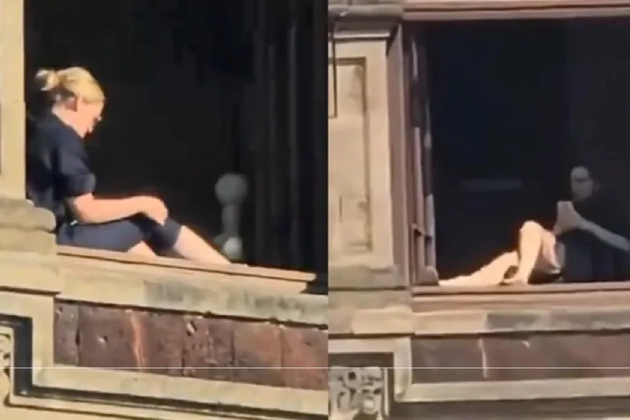 Sí era real mujer tomando el sol en Palacio