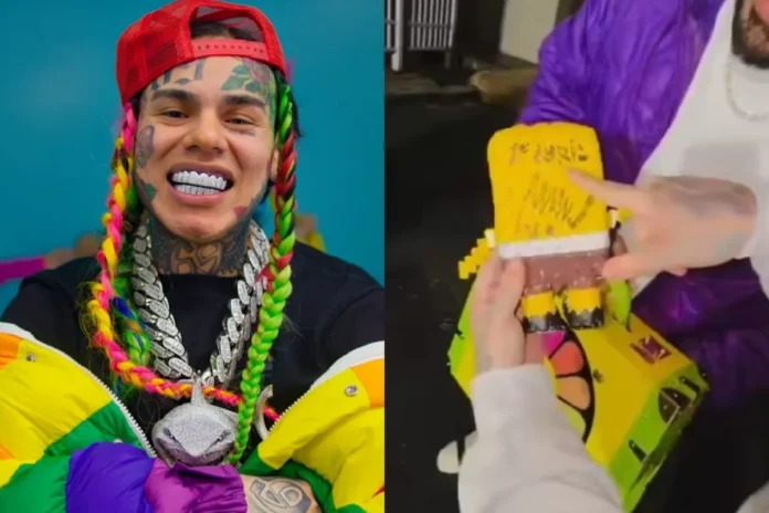 Tekashi 6ix9ine sale de prisión y presume autógrafo de Maduro en Bob Esponja