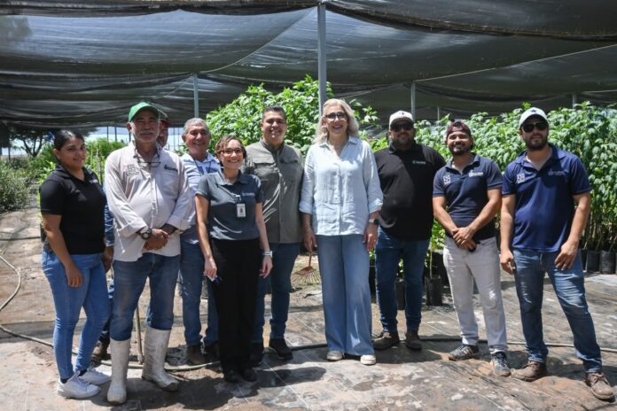 Claudia Santacruz durante recorrido por el Vivero Municipal de Cajeme promoviendo la reforestación