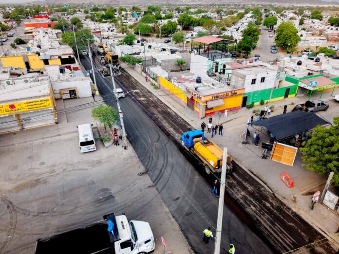 Trabajos de recarpeteo en vialidades de Hermosillo durante 2026