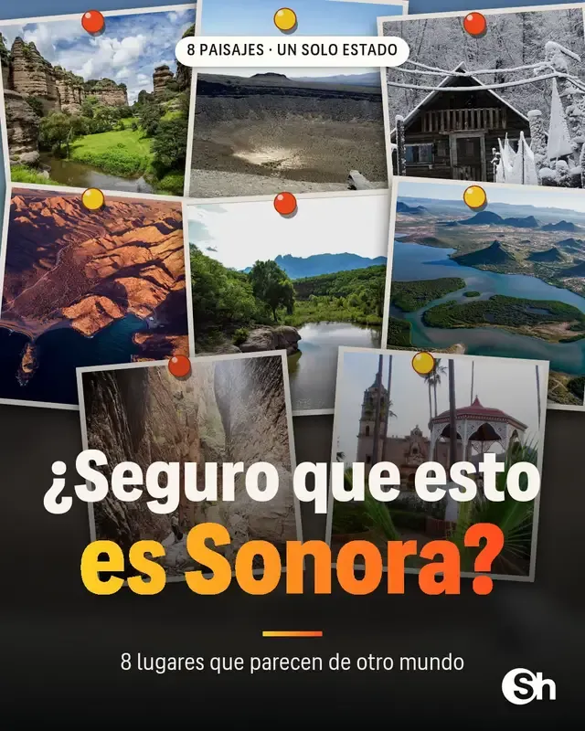 No: todo esto está en Sonora. 🌋❄️🌊 Estos 8 lugares demuestran que nuestro estado es mucho más que desierto. 👇 ¿Qué otro lugar de Sonora debería aparecer en la segunda parte? Escribe el nombre en los comentarios y etiqueta a quien te acompañaría. #Sonora #LugaresDeSonora #TurismoSonora #México #ViajesMéxico